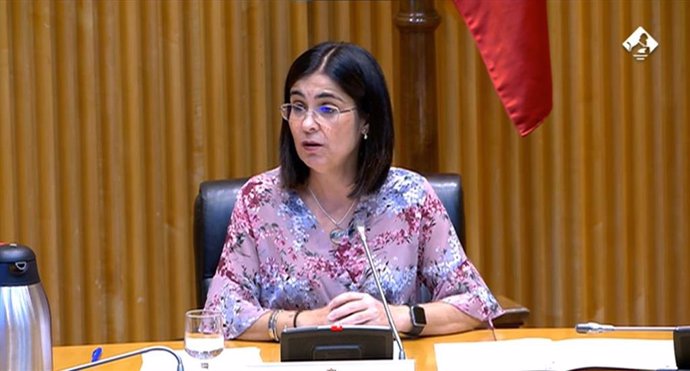 La ministra de Sanidad, Carolina Darias, en la jornada 'La obesidad: una prioridad política, sanitaria y social', organizada por Obesity Policy Engagement Network (OPEN) en el Congreso de los Diputados. En Madrid (España), a 20 de mayo de 2022.