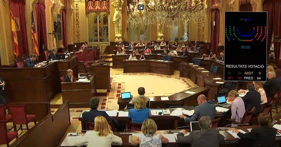 Votación en el pleno del Parlament, este marrtes.