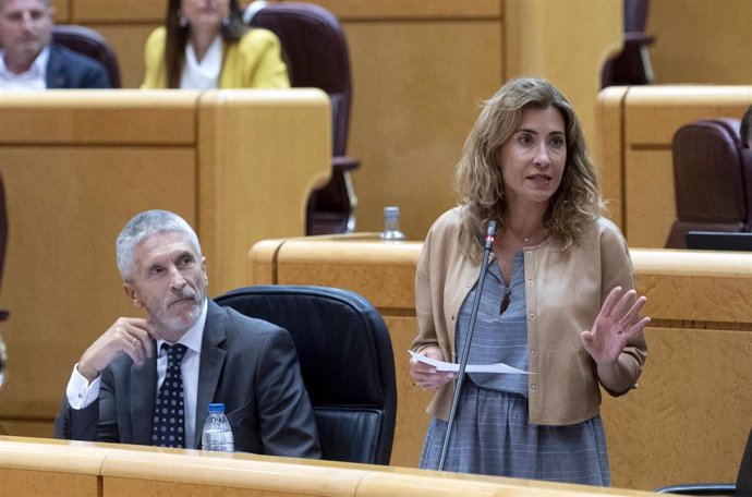 La ministra de Transportes, Movilidad y Agenda Urbana, Raquel Sánchez, interviene en la sesión de control al Gobierno en el Senado