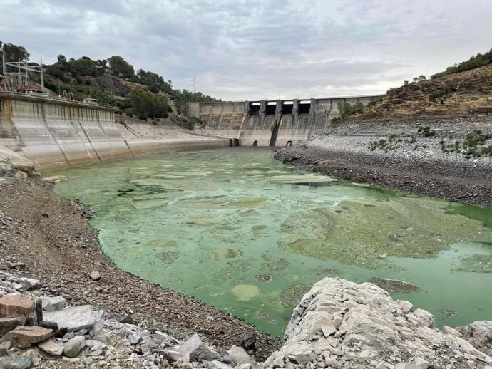 Estado de las aguas en la cola del embalse de Alcántara, en el Parque Nacional de Monfagüe, tras el desembalse de 2021.