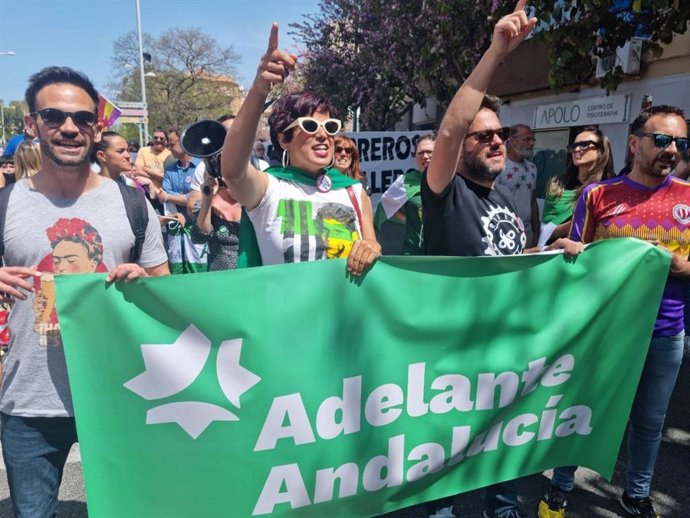 Teresa Rodríguez en la manifestación de Cádiz