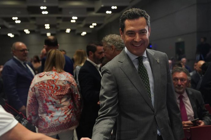 El presidente de la Junta de Andalucía y candidato del PP a la reelección, Juanma Moreno
