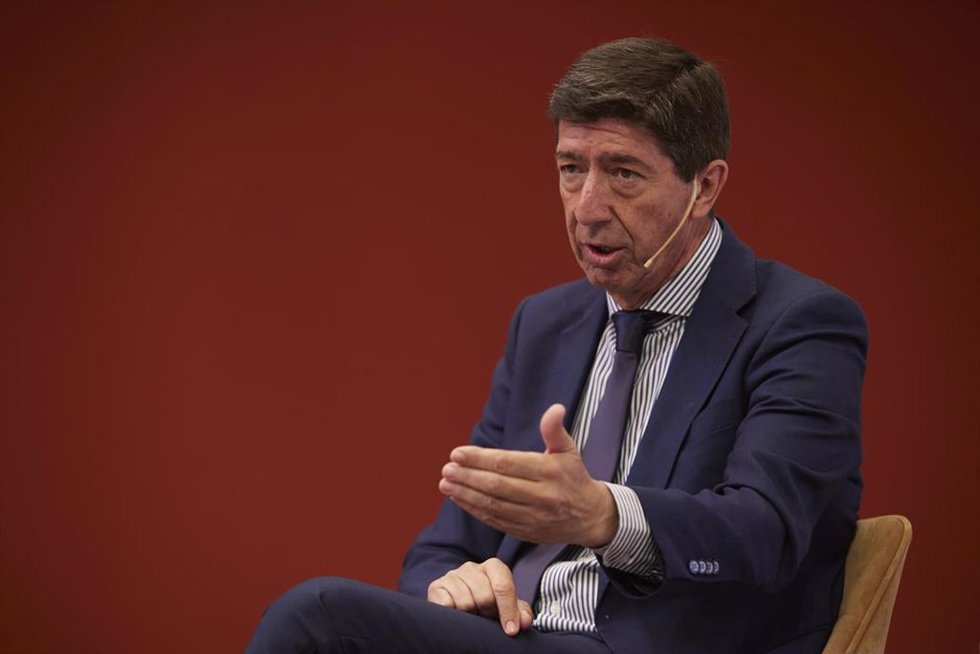 El coordinador de Ciudadanos y vicepresidente de la Junta de Andalucía, Juan Marín, en una imagen de 23 de mayo durante el encuentro informativo de Europa Press Andalucía 'Andalucía Vota' en colaboración con la Fundación Cajasol .