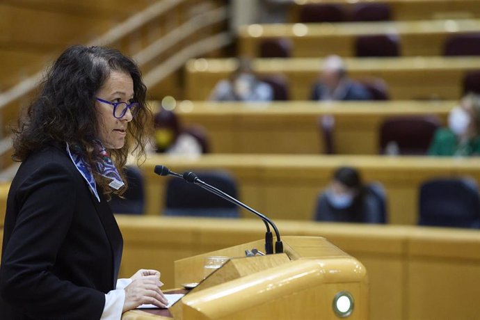 Archivo - La senadora de ERC y miembro de la Asamblea Parlamentaria del Consejo de Europa, Laura Castel, interviene en una sesión de control al Gobierno en el Senado, a 22 de marzo de 2022, en Madrid (España).