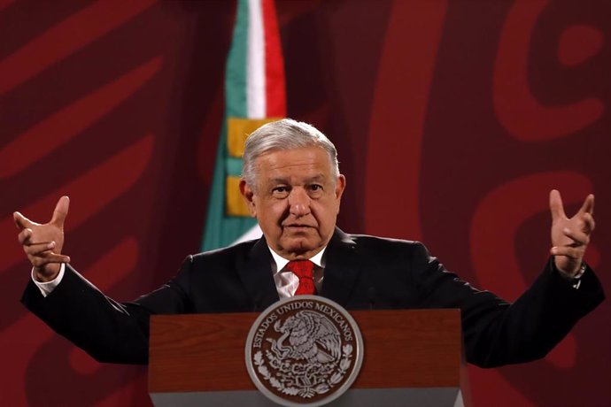 16 May 2022, Mexico, Mexico City: Mexican President Andres Manuel Lopez Obrador speaks during his daily morning press conference at National Palace. Photo: Luis Barron/eyepix via ZUMA Press Wire/dpa