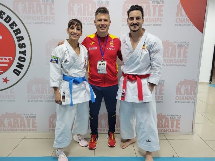 Sandra Sánchez y Damián Quintero durante el Europeo de karate disputado en Gaziantep, Turquía