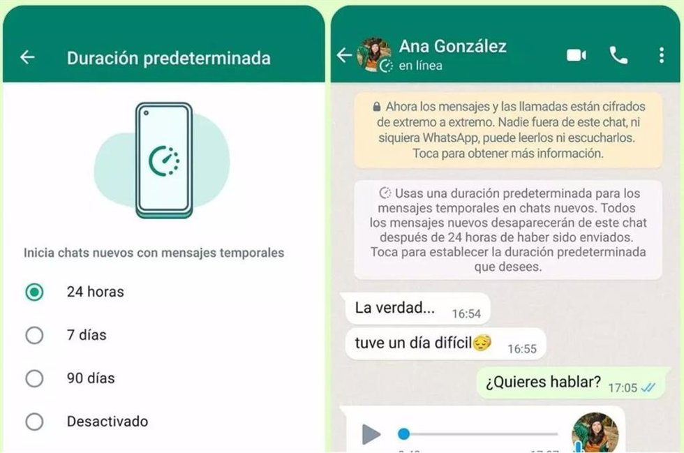 Función de mensajes que desaparecen en WhatsApp
