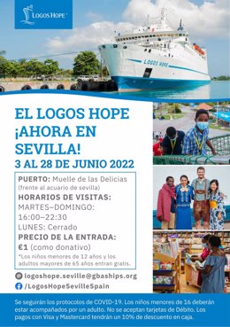 Cartel anunciador de la llegada del Logos Hope a Sevilla.