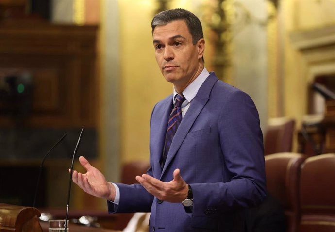 El presidente del Gobierno, Pedro Sánchez, interviene en una sesión plenaria, en el Congreso de los Diputados, a 26 de mayo de 2022, en Madrid (España). 