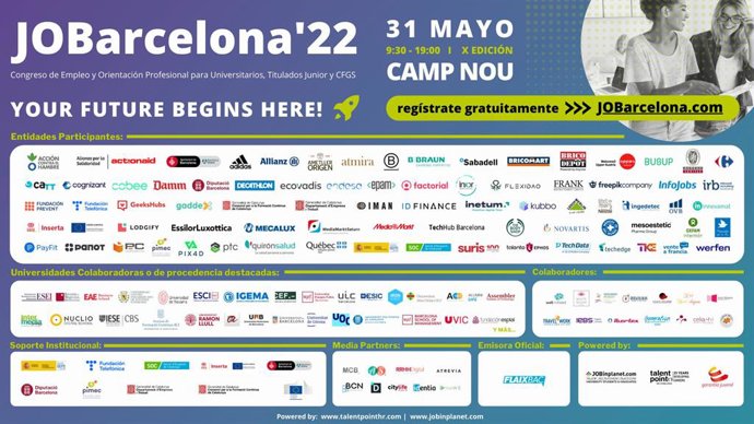 Entradas gratuitas disponibles en www.jobarcelona.com