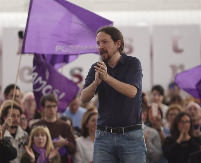 Archivo - El ex secretario general de Podemos y candidato de Unidas Podemos a la Presidencia del Gobierno, Pablo Iglesias, durante la campaña de abril de 2019.