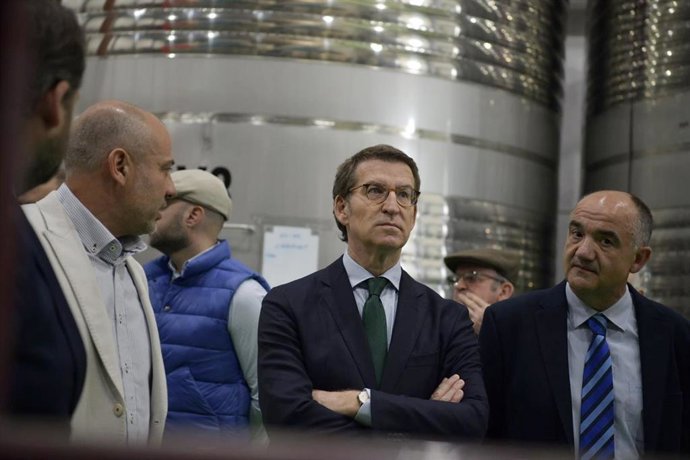 El presidente del PP, Alberto Núñez Feijóo, en su visita a Villarrobledo