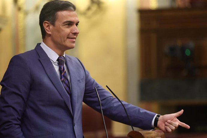 El presidente del Gobierno y secretario general del PSOE, Pedro Sánchez, interviene en una sesión plenaria, en el Congreso de los Diputados, a 26 de mayo de 2022, en Madrid (España). Durante el pleno, el Ejecutivo central debe responder a las preguntas 