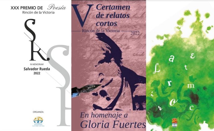 Carteles de los premios de poesía, relato corto y microrrelato que convoca el Ayuntamiento de Rincón de la Victoria