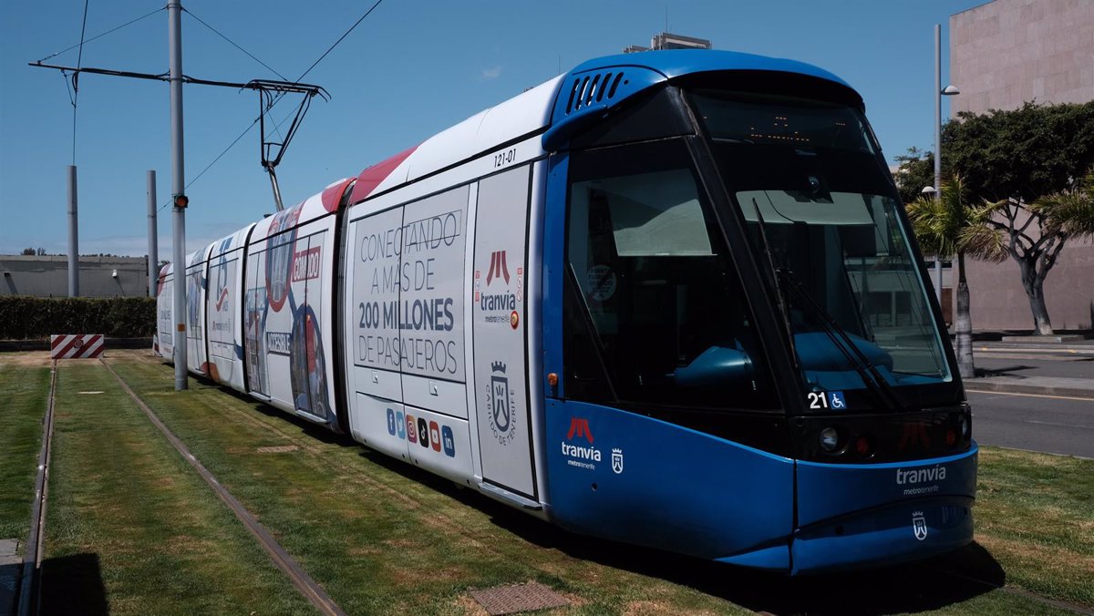 The Tenerife tram sports a special lettering on the occasion of its ...