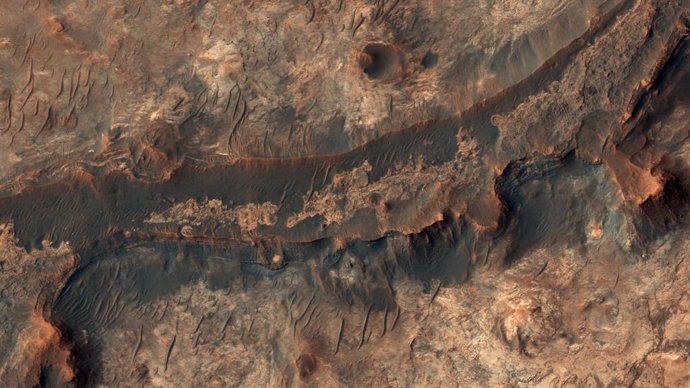 Hace miles de millones de años, un río fluía a través de esta escena en un valle de Marte llamado Mawrth Vallis.