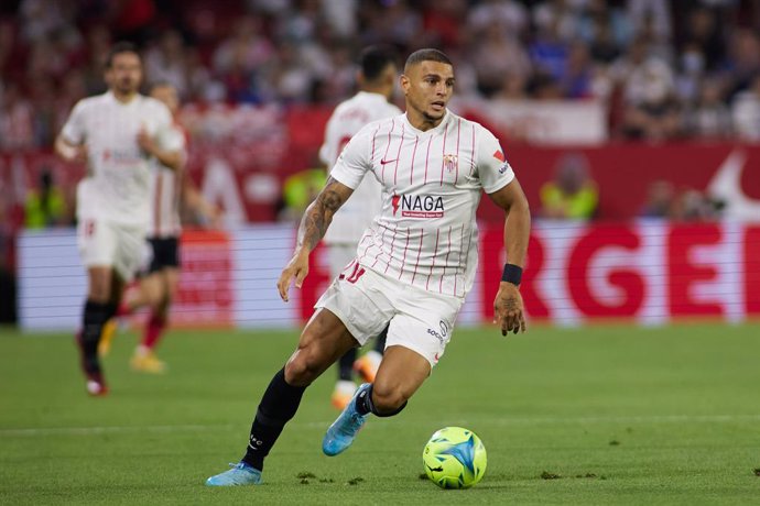 Diego Carlos of Sevilla FC in action during the spanish league, La Liga Santander, football match played between Sevilla FC and Athletic Club at Ramon Sanchez-Pizjuan stadium on May 22, 2022, in Sevilla, Spain.