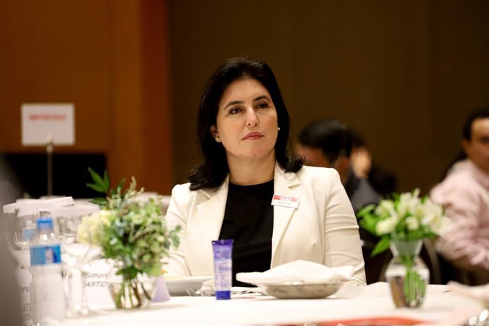La precandidata presidencial Simone Tebet, del Movimiento Democrático Brasileño (MDB).