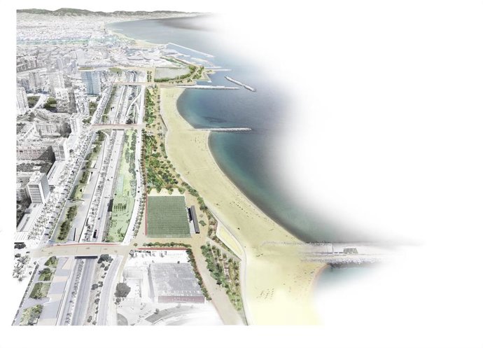 Archivo - Render de la vista aérea de la zona una vez se haya realizado la actuación.