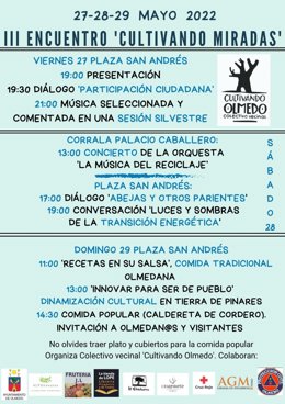 Cartel del III Encuentro 'Cultivando Miradas' que organiza el colectivo 'Cultivando Olmedo'.