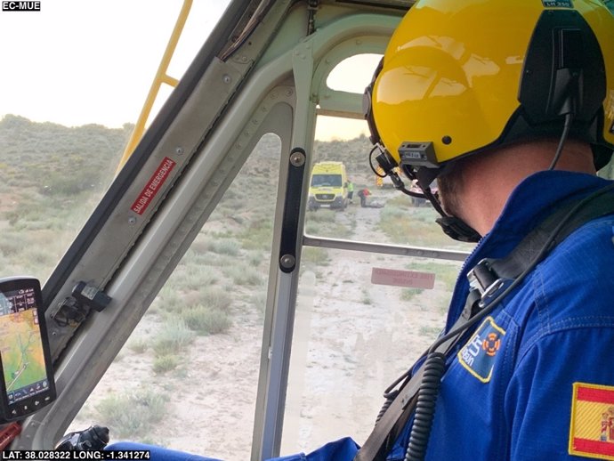 Rescatado en helicóptero un ciclista de montaña herido tras sufrir una caída en Campos del Río (Murcia)