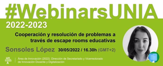 Webinar de la UNIA 'Cooperación y resolución de problemas a través de escape rooms educativas'