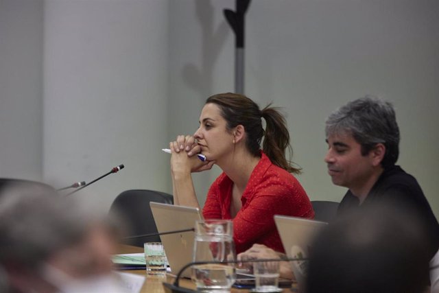 La portavoz de Más Madrid en el Ayuntamiento de Madrid, Rita Maestre, en la última sesión de la comisión de investigación municipal sobre el presunto espionaje a la presidenta de la Comunidad de Madrid 