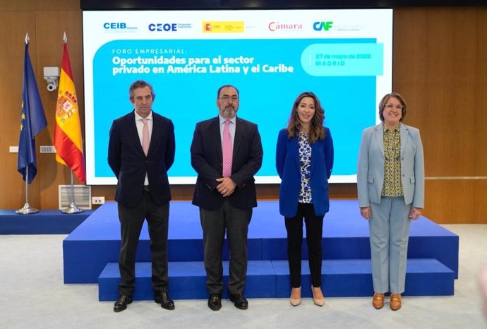 Archivo - Foro con la Secretaría de Estado de Comercio, empresarios de CEOE, la Cámara de Comercio de España y el  banco de desarrollo de América Latina CAF