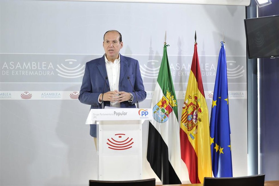 El diputado del PP en la Asamblea, Luis Alfonso Hernández Carrón, en rueda de prensa