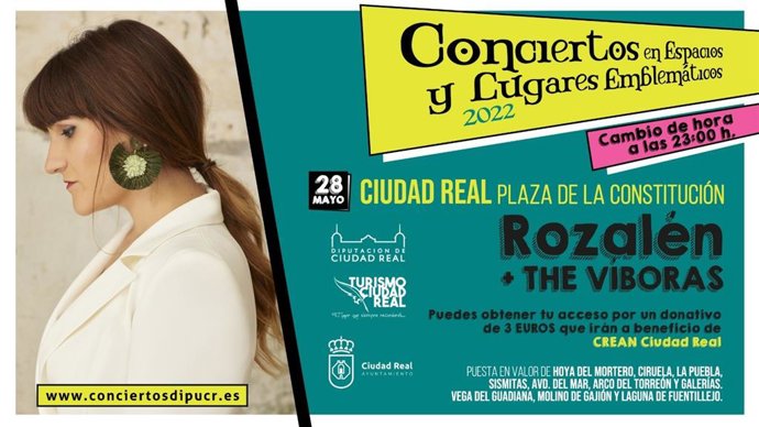El Ayuntamiento de Ciudad Real y la Diputación Provincial presentan el primer Concierto en Espacios Emblemáticos que tendrá lugar el sábado 28 de mayo con Rozalén y The Víboras