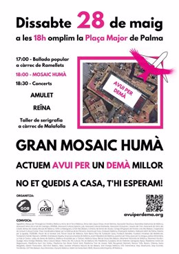 Cartel de la convocatoria del mosaico humano de la campaña del GOB 'Avui per dem'.