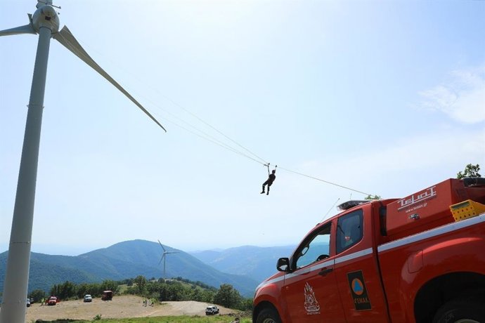 Rescue team carrying out simulation exercise
