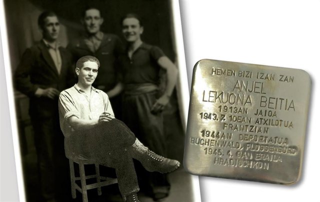 Homenaje a Ángel Lekuona a Busturia con la colocación del primer Stolperstein en Euskadi