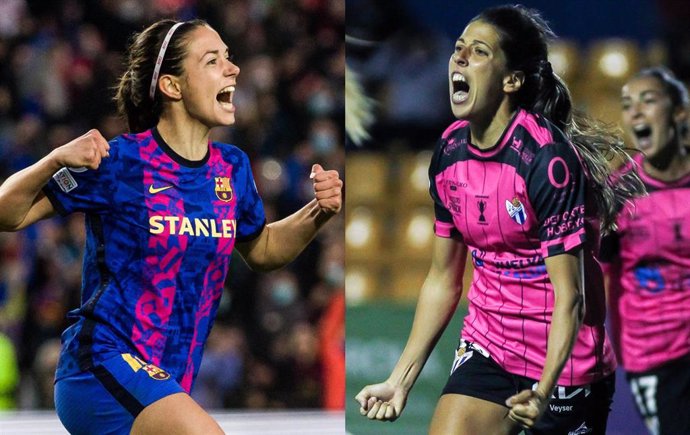 Aitana Bonmatí y Patri Ojeda, jugadoras del FC Barcelona y Sporting Huelva