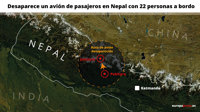 Desaparece un avión de pasajeros en Nepal con 22 personas a bordo