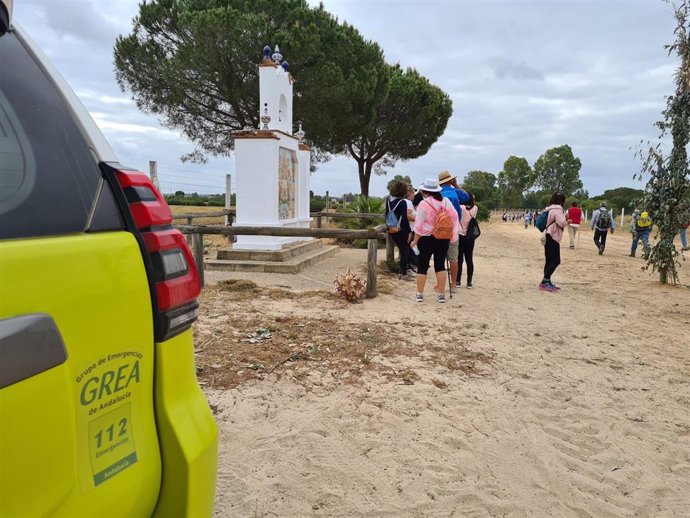 Romeros en el camino hacia la Aldea del Rocío