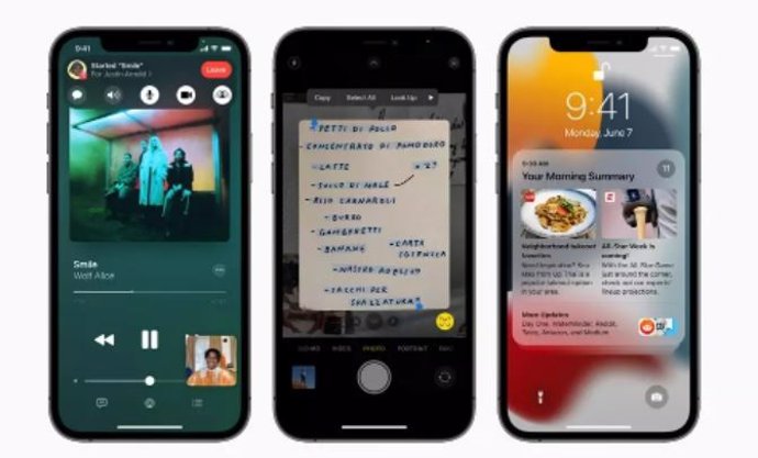 Archivo - Imagen de dispositivos iPhone con nuevas características de FaceTime, texto en vivo y notificaciones rediseñadas en iOS 15
