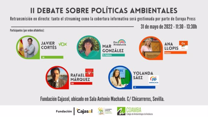 Las políticas ambientales de cinco candidaturas a las andaluzas, a debate este martes en Sevilla.