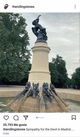 Los Rolling Stones visitan el Ángel Caído del Retiro y lo dejan patente en Instagram: 'Sympathy for the Devil in Madrid'