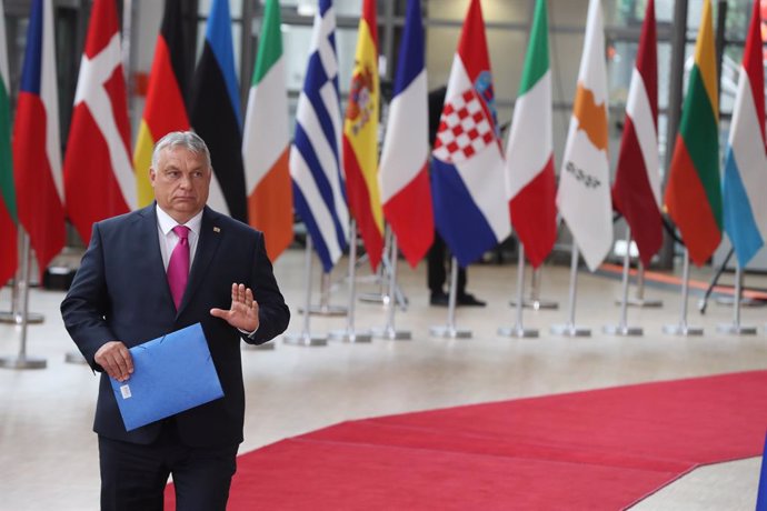 30 May 2022, Belgium, Brussels: Hungarian Prime Minister Viktor Orban arrives to attend a special meeting of the European Council at the European Union headquarters in Brussels. Photo: Nicolas Maeterlinck/BELGA/dpa