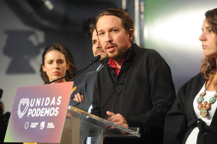 Archivo - El candidato a la Presidencia del Gobierno por Unidas Podemos, Pablo Iglesias durante su intervención en la noche electoral del 10N, en el Espacio Harley de Madrid (España)