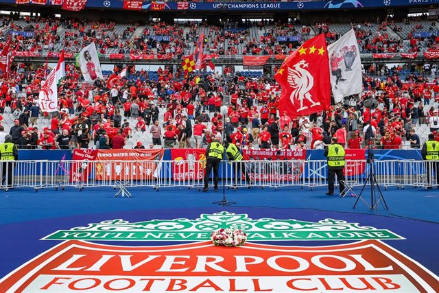 Los seguidores del Liverpool durante la final de la Liga de Campeones 2021-2022