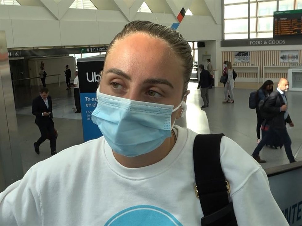 Rocío Flores, a su llegada a Madrid este martes