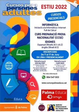 Archivo - Cartel de los cursos para adultos del Ayuntamiento de Palma.