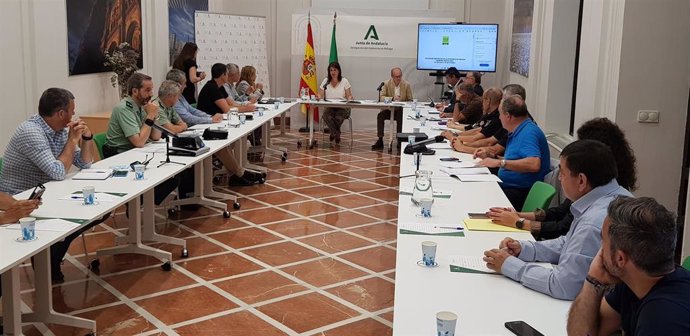 La delegada de la Junta de Andalucía en Málaga en funciones, Carmen Casero, preside en la Delegación del Gobierno la reunión del Comité Asesor del Plan Infoca