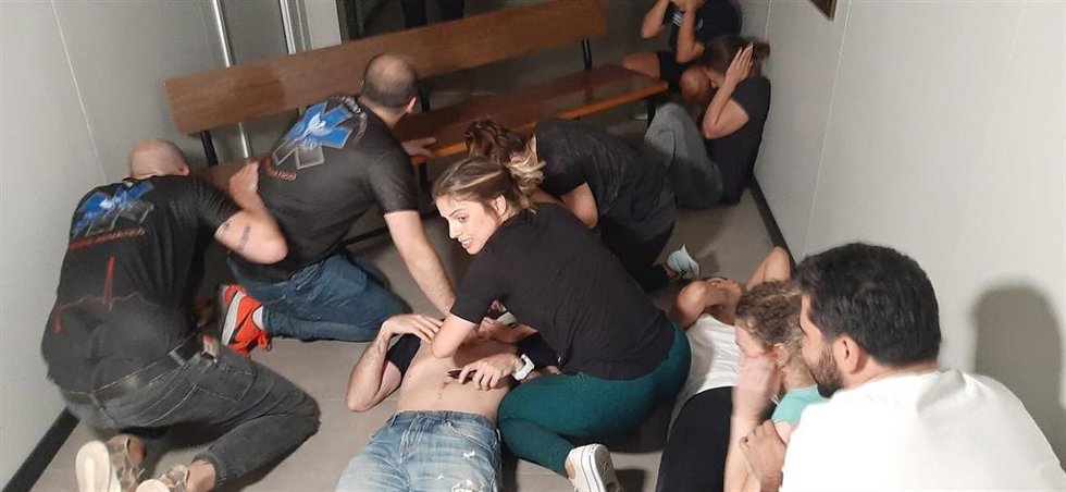 Durante el simulacro, primera valoración de los heridos por onda expansiva