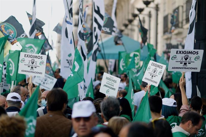 Concentración de la Central Sindical Independiente y de Funcionarios (CSIF) frente al Ministerio de Hacienda y Función Pública el pasado 25 de mayo