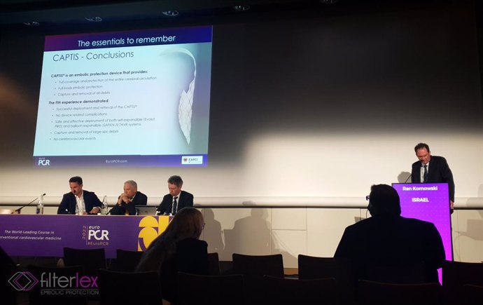 Prof. Ran Kornowski, Director of the Cardiology Center, Rabin Medical Center presenting successful CAPTIS first-in-human study results at the EuroPCR 2022 conference.