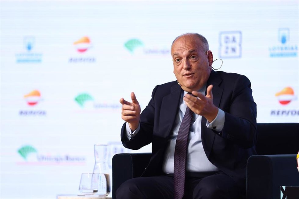 Javier Tebas, presidente de LaLiga, durante los Desayunos Deportivos de Europa Press