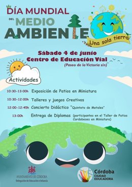 Cartel de las actividades del Ayuntamiento para la concienciación de escolares por el Día Mundial del Medio Ambiente.